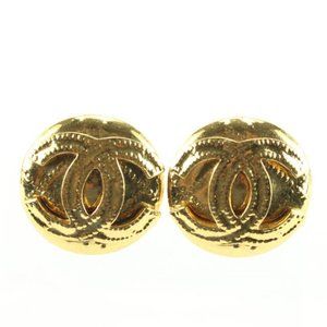 Chanel 94p 24K Gold Plated Hammered CC Logo Earrings 77ck727s